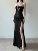 Vestido de Noche sin Tirantes para Mujer, Ceñido a la Cintura, Adelgazante, Vestido Largo con Abertura, Estilo Lujo Ligero, Elegante Vestido de Fiesta