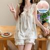 Pijama Nuevo de Verano 2025 para Mujer con Almohadillas en el Pecho, Tirantes de Algodón Nube, Conjunto Dulce de Ropa para el Hogar para Niñas