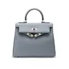 Bolso Estilo Nuevo Cuero Genuino Alta Calidad Bolso Kelly Primera Capa Piel de Vaca Gama Alta Gran Capacidad Portátil Bolso de Hombro Cruzado