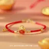 Bolsa de la Suerte Original Qianjia Plata Pura S999 Collar de Caballo Año Zodiacal Pulsera de Temperamento Pendientes de Ágata Roja Hong Jewelry