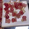 Pingente de bolsa de cristal de morango natural cristal transparente cristal de morango DIY pulseira pulseira acessórios de colar atacado de cristal