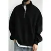 Sudadera Gris Desconstruida con Media Cremallera para Hombre Talla Grande Holgada Otoño Tendencia Marca Moda Pesada Casual Americano Top Pulóver