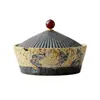 Cenicero de Cerámica Danza de Mariposas Rojas para Sala de Estar, Oficina, Hotel, Hogar, Contenedor de Residuos de Té con Tapa para Evitar que las Cenizas Vuele, Logo Personalizable