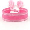 Pulsera de Cinta Tejida Estilo Étnico con Texto Bordado y Borlas, Pulsera Trenzada DIY, Diseño Simple, 104 Colores Disponibles, Pulsera Estilo Europeo y Americano