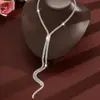Cadena de Garra de Pedrería de Doble Capa Brillante de Moda Galvanizada Ecológica Cadena Larga para Suéter Simple Elegante Versátil Collar de Gama Alta