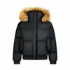 Casaco de Algodão Quente com Gola de Pelo Grossa Estilo Retrô Americano para Homens e Mulheres, Nova Jaqueta de Inverno Solta, Casaco Puffer de Algodão para Casais