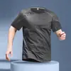 Nueva Camiseta de Manga Corta de Seda Helada para Hombre de Comercio Exterior, Ropa Transpirable Fina de Verano para Correr y Fitness