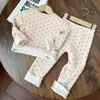 Conjunto de roupa íntima térmica para meninas, estilo coreano, roupinha de outono com bolinhas para bebê, forrado com fleece e espesso, conjunto de duas peças para bebê