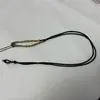 Collar con Cordón de Hilo de Oro Tejido a Mano Colgante de Jade Cuarzo, Cadena de Suéter de Hilo Tejido Fino de Alta Gama