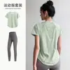 Conjunto de Ropa Deportiva para Correr, Fitness, Nuevo para Mujer, Holgado, Adelgazante, Ropa de Yoga, Camiseta de Manga Corta, Secado Rápido, Transpirable, Ropa de Tenis