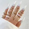 Conjunto de Anéis Femininos Cruzados Criativos Simples de Temperamento Anéis Empilháveis Ajustáveis Abertos com Pedras Strass Inlaid de Alta Qualidade