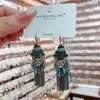 Pendientes Largos Exagerados Hechos a Mano Vintage de Gama Alta para Mujer, Pendientes de Celebridad de Internet Lujosos y Elegantes, Accesorios de Oreja con Borlas Bohemias