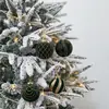 Directamente del fabricante: Bolas de Navidad flocadas con detalles dorados, 8 cm, set de caja de regalo de 12 piezas, lujosas decoraciones de terciopelo