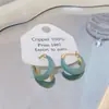 Banho de Ouro Real, Coleção Série Azul Moda Coreana e Japonesa, Brincos de Esmalte com Efeito Gotejante para Mulheres, Novos Brincos e Acessórios de Luxo Leve Nicho