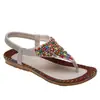 Sandalias Romanas para Mujer, Estilo Hada de Verano, Chanclas Planas de Estudiante con Pedrería, Talla Extra Grande 42, 43m Colores