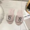 Pantuflas Peludas para Mujer 2021 Otoño e Invierno Nuevo Estilo Hogar Suela Plana Cálidas Pantuflas de Pedrería Moda Tendencia Pantuflas de Algodón