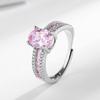 Anillo de circón con cristales de color azul brillante y punta, elegante y abierto para mujer, de Internet Celebrity, en venta en vivo.