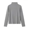 Camisa Blanca de Cuello Medio para Mujer, Nuevo Estilo 2026, Camiseta de Manga Larga Ajustada para Primavera y Otoño, Top Talla Grande