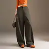 Calça Feminina de Linho Tencel para Outono 2026, Perna Larga com Elástico na Cintura Traseira, Fresca, Respirável, Com Caimento, Ajuste Slim, Que Alonga a Silhueta, Emagrecimento, Perna Reta