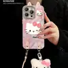 Lanyard de Muñeca de Gato Kt Adecuado para Funda de Teléfono Móvil Apple 17 Iphone16Promax Hilo de Plumas 13 Dibujo Animado Lindo 15 Femenino