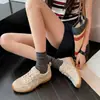 Zapatos de entrenamiento alemanes súper cómodos con combinación de piel de vaca y malla, zapatillas casuales planas, zapatos Forrest Gump, zapatos de cordones con punta redonda para mujer talla 40
