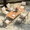 Mesas y Sillas de Madera Plástica para Exterior Patio Balcón Madera Plástica Mesas y Sillas de Ocio Malla para Exterior Jardín Patio Mesas y Sillas para Exterior