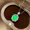 Pingente folheado a prata com figura de Buda de calcedônia branco gelo, desenhos de folha e cabaça, colar de jade ágata para mulheres Buda Maitreya