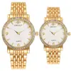 Explosiones incrustadas de diamantes negocio banda de acero relojes para hombre moda traje de mujer relojes de cuarzo parejas un par de relojes al por mayor