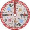 Falda para árbol de Navidad, falda redonda para base de árbol de decoración navideña, falda para árbol de tela con diseño de Papá Noel y muñeco de nieve, 120 cm de diámetro