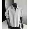 Moletom com Gola Polo Masculino 2025 Novo Retro Americano Cleanfit Camisa Polo Manga Longa Unissex Top Oversized Moletom