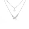 Collar de doble capa con circonita y flor de mariposa para mujer, nuevo diseño de nicho de lujo ligero 925, cadena de clavícula sencilla y elegante.