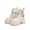 Botas de Equitação de Cano Médio para Mulheres, Novo Estilo Outono 2026, Botas de Cowboy Ocidentais, Forradas com Lã, Botas de Salto Alto Antiderrapantes, Botas Martin de Solado Grosso