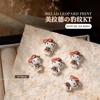 Joyería de uñas con estampado de leopardo y diseño de gato kt, nuevo y lindo lazo de gato de dibujos animados de Maillard, uñas de amor con explosiones rojas de Internet
