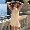 Jy25588 Ropa Europea y Americana para Mujer 2026 Primavera y Verano Nuevo Estilo Sexy Color Sólido Moderno Chifón Cuello Halter Línea A Ajustado Vestido