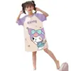 Verano Nuevo Camisón Infantil de Dibujos Animados para el Hogar Ropa Familiar de Verano para Madre e Hija Pijamas de Algodón de Manga Corta para Niños Medianos y Grandes