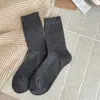Calcetines de encaje Melard para mujer, estilo coreano para otoño e invierno, calcetines de algodón de color liso hasta la mitad de la pantorrilla, calcetines apilados sin costuras con patrón oscuro estilo ballet