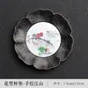 Posavasos Premium Pintados a Mano, Portavasos Florales Retro de Aleación de Aluminio, Posavasos Aislantes de Calor para Juego de Té Casero, Accesorios Creativos para Ceremonia de Té Kung Fu