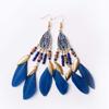 Pendientes de plumas transfronterizos Bohemianos largos con gancho para la oreja personalidad accesorios de turismo de Yunnan joyería retro una generación de cabello