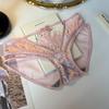Ropa interior de lujo ligero francés de satén nacarado para mujer, Encaje fino, Tentación sexy, Ropa interior cómoda de tiro bajo hueca para mujer
