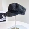 Boina Retrô Newsboy Europeia e Americana para Mulheres, Boné de Basebol de Sarja com Mistura de Lã para Outono e Inverno, Boina Newsboy Azul Marinho com Bom Caimento Tendência