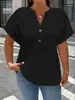 Primavera 2026 Ropa de Mujer de Comercio Exterior Amazon Wish Transfronterizo Nuevo Producto Tops Color Sólido Botón Trenzado Moda Manga Corta Tops para Mujer