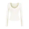2026 Nuevo Estilo Estilo Deseo Puro Camiseta de Manga Larga de Tencel con Cuello en V Corte Ajustado Ropa Interior Top de Chica Atrevida Camiseta de Manga Larga Camiseta Base Nuevo Modelo