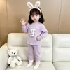 Nuevo conjunto para niños, pijama de forro polar otoño e invierno para niñas, ropa interior de bebé, ropa de otoño, ropa de estar de manga larga, calidad de exportación