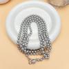 El nuevo collar recomendado de perlas de concha marina gris Shijia para mujer, cadena comodín de otoño invierno, textura exquisita multicapa que se puede apilar, cinturón