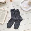 Meias Femininas de Cano Médio Estilo Francês Retrô com Laço Estilo Ins Coreano Micro-Pressão Versáteis para Roupas de Exterior Meias Arrastão Sem Costura