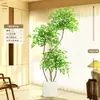 Planta Artificial Verde Nandina Bambu Planta Falsa High-End Luxo Leve Árvore Decorativa para Sala de Estar Ornamentação de Chão Interna Grande em Vaso