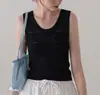 Top colete de malha sem mangas estilo puro desejo, respirável, com design vazado, de algodão de fibra longa, para mulheres usarem no verão ao ar livre