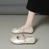 Zapatos Planos Estilo Ballet Francés para Mujer 2026 Nuevo Estilo de Verano con Falda Zapatos de Noche Mary Jane con Pedrería Zapatos de Cuero