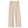 Pantalones de maternidad holgados estilo japonés para mujer, pantalones anchos de algodón y lino finos, de cintura alta, fluidos, pantalones casuales cropped