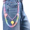 Nueva Cadena de Pantalones Acrílica Estilo Europeo y Americano Versátil para Chicas en Serie de Colores Macarrón con Colgante de Paleta para Jeans